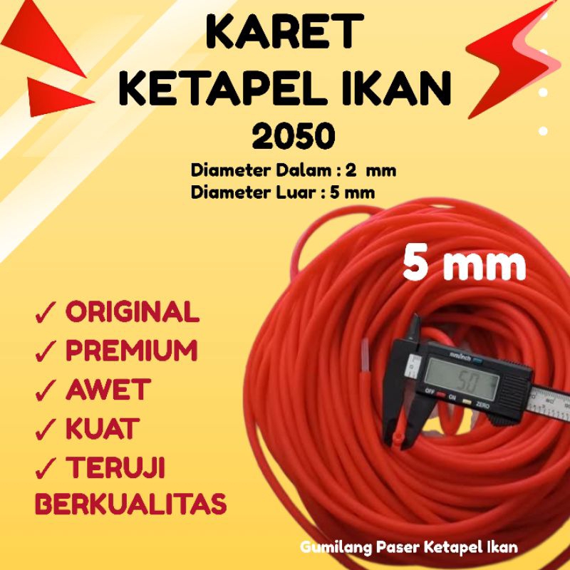 MURAH karet tube pentil slinshot ketapel ikan 5 mm Mili karet ketapel ikan 2050 warna merah,hitam,hi