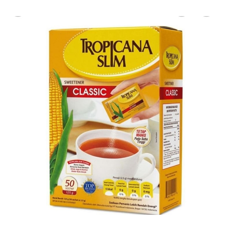 

Tropicana Slim Pemanis Rendah Kalori Classic 50 x 2,5 g