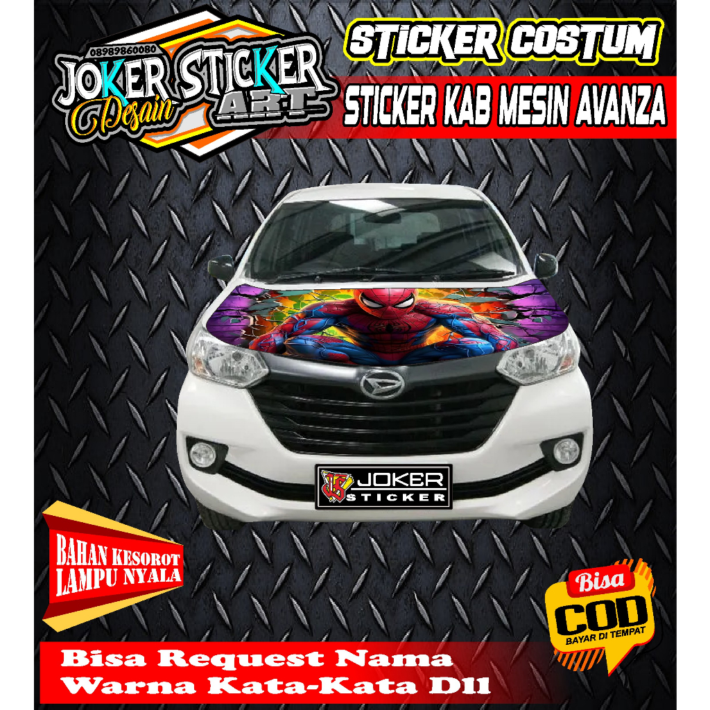 STICKER DECAL KAP DEPAN MOBIL AVANZA MOBIL XENIA / VARIASI KAP DEPAN MOBIL HONDA BRIP AGYA AYLA / ST