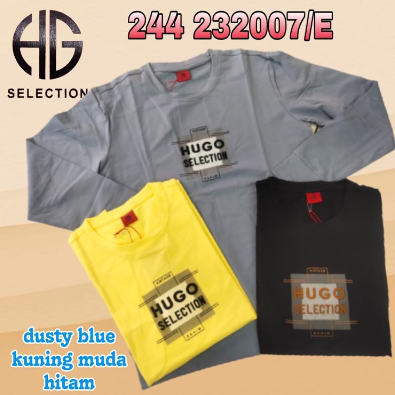 kaos hugo lengan panjang aneka warna n motip