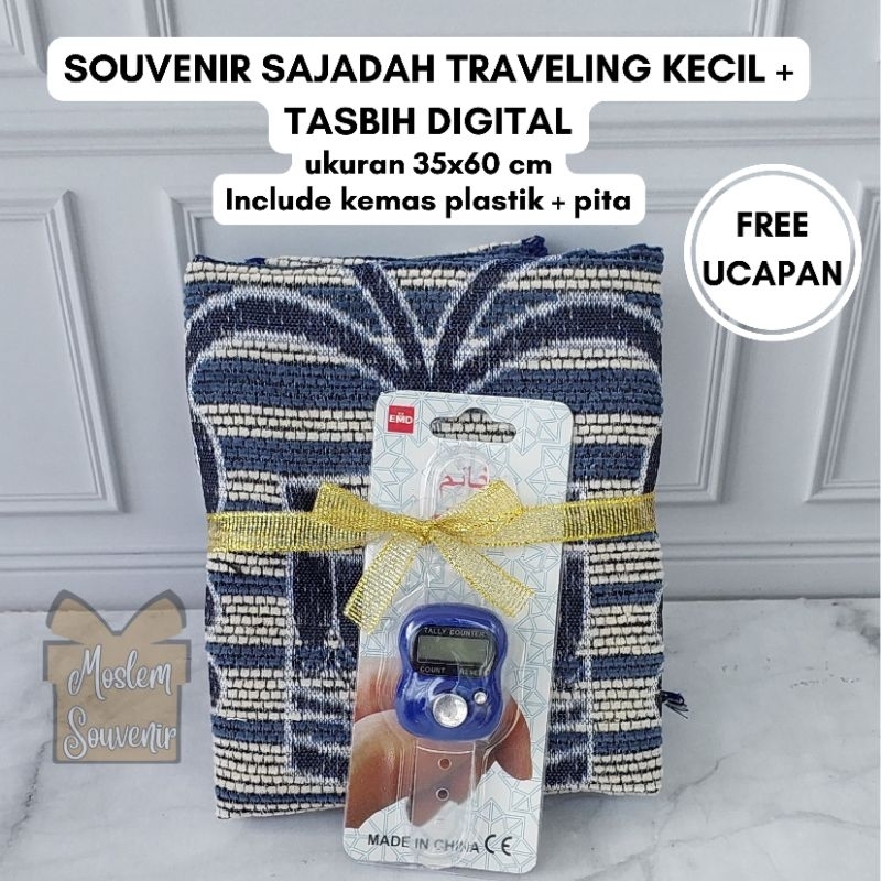 Souvenir Sajadah travel kecil + Tasbih terjangkau berkualitas umroh haji pernikahan tahlil pengajian