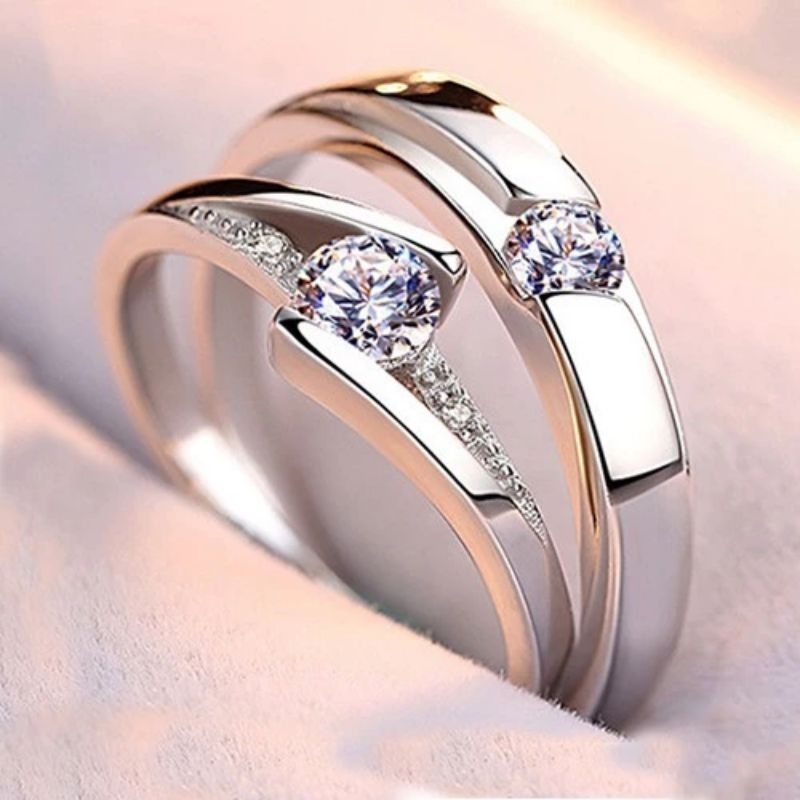 Premium Cincin Couple Perak S925 Tunangan Nikah Kawin Ring Adjustable Ring Pria Wanita Sterling