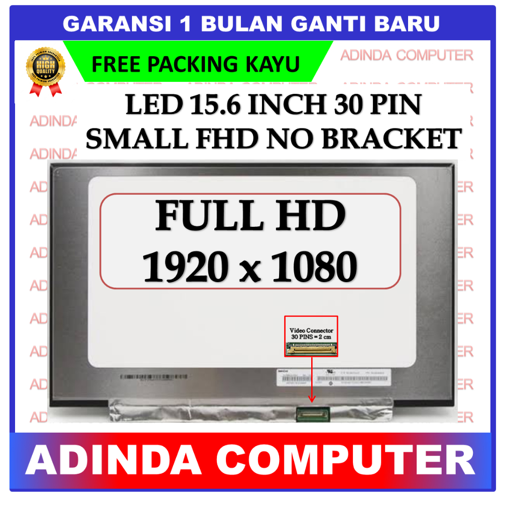 LCD LED Lenovo 15.6 15 Inch 30 Pin 30pin Small FHD Full HD No Bracket Kuping