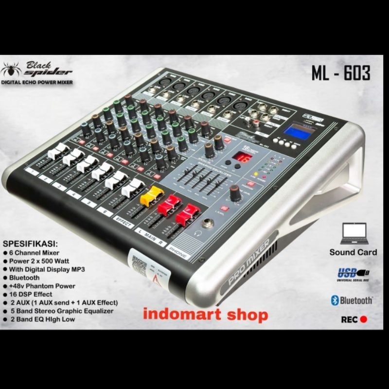 Power Mixer Black Spider BS-ML 603 ( ORIGINAL ) 6CHANNEL