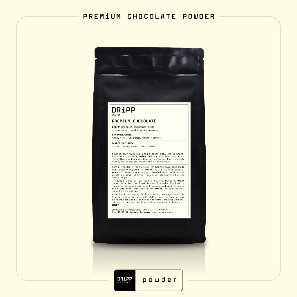 

DRiPP Powder Premium Chocolate - Perasa Minuman Berbentuk Bubuk Coklat Untuk HORECA