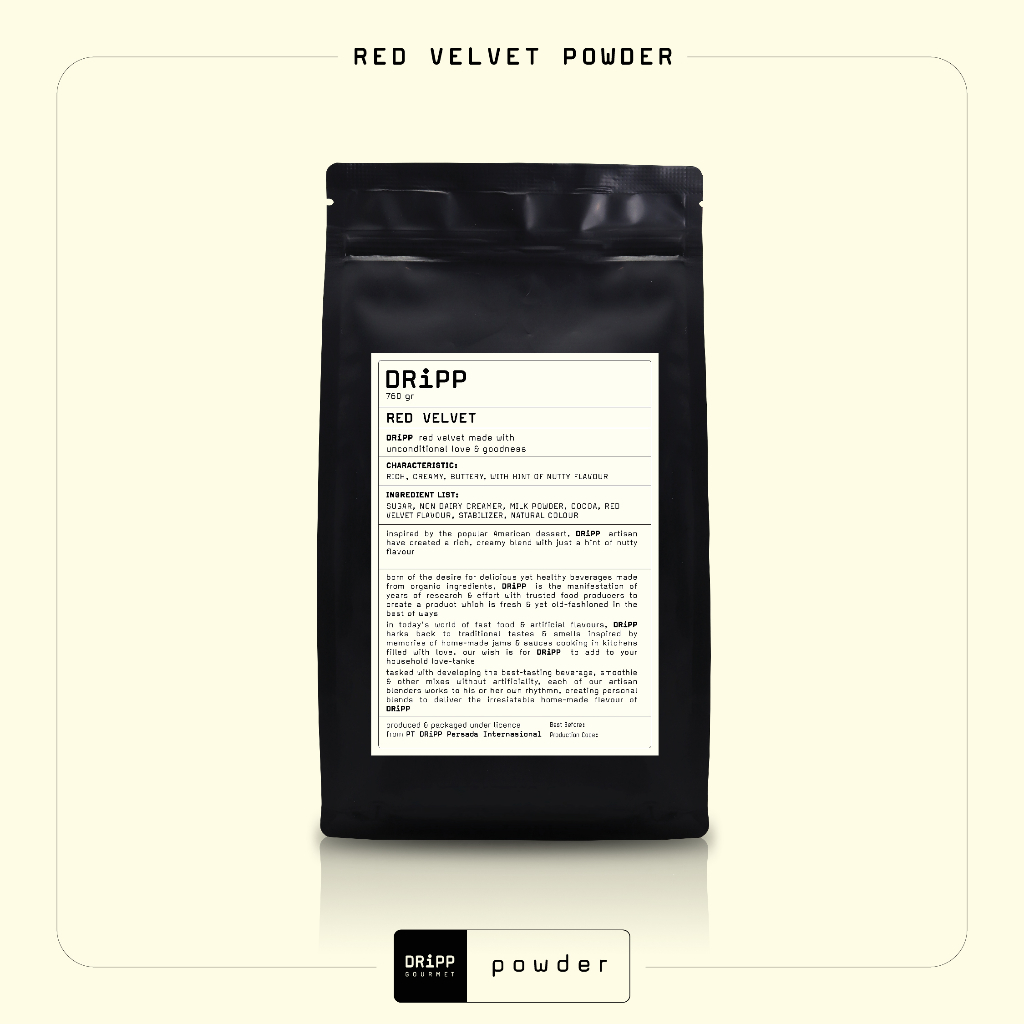 

DRiPP Powder Red Velvet - Perasa Minuman Berbentuk Bubuk Untuk HORECA