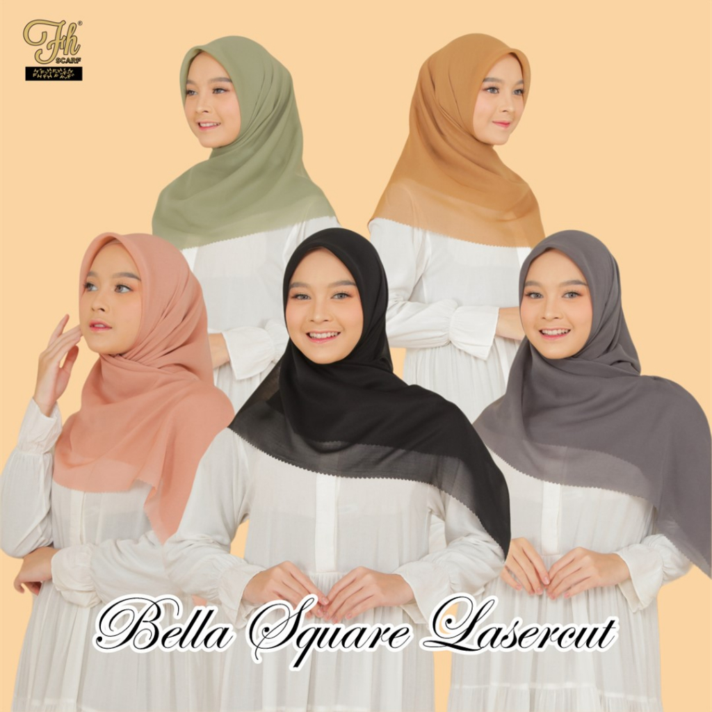 JILBAB HIJAB SEGI EMPAT POLOS BELLA SQUARE FINE POTTON FH