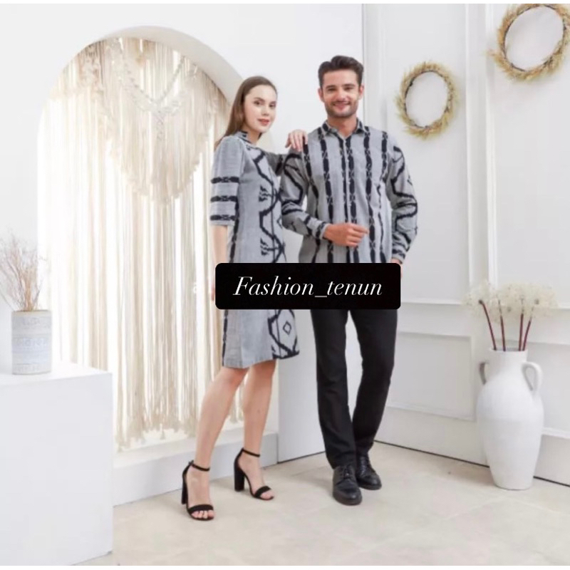 COUPLE TENUN AGUSTINA 01 KEMEJA TENUN DAN DRESS TENUN AGUSTINA