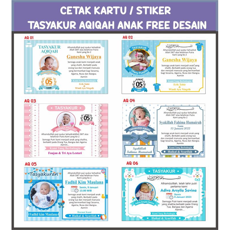 

BISA COD. KARTU / STICKER tasyakuran AQIQAH KELAHIRAN BAYI MURAH - KARTU / STICKER TASYAKURAN AQIQAH MURAH