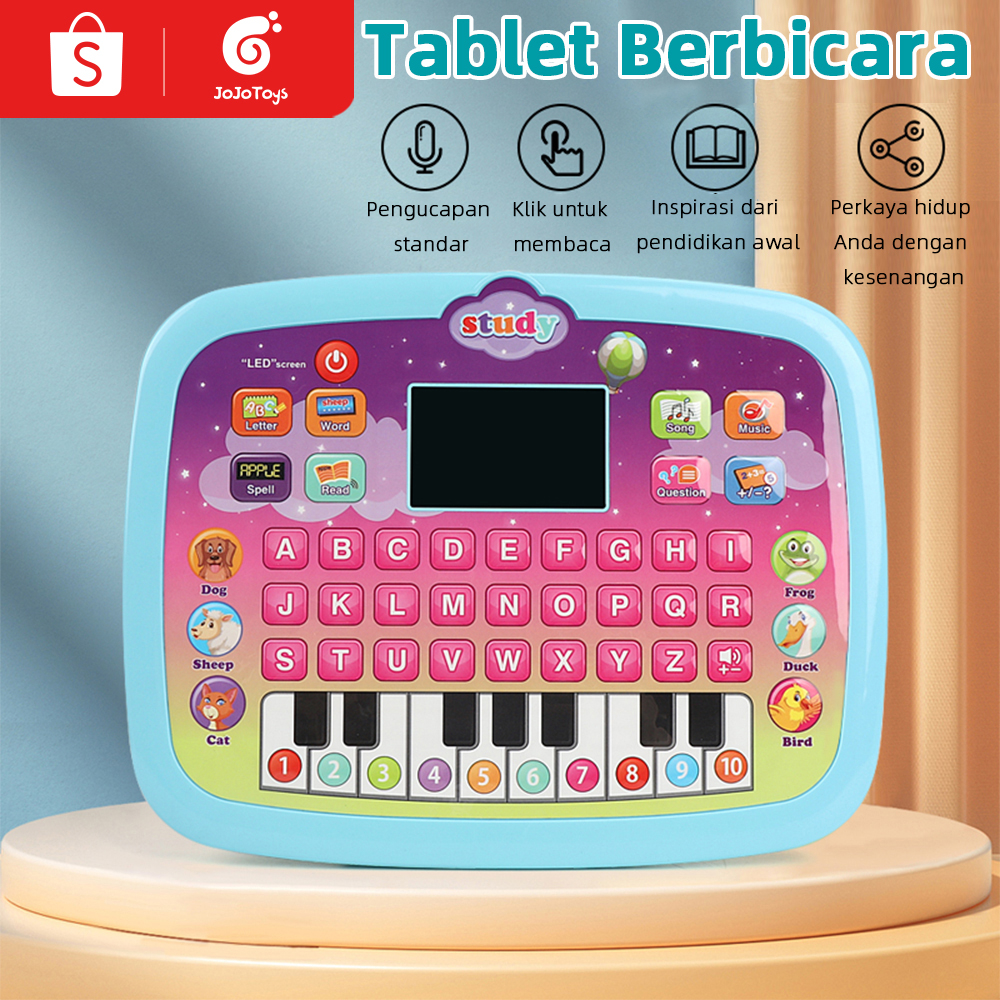 JOJOTOY Mainan Tablet Edukasi Anak Tablet Musik Piano Anak Mainan Tablet Belajar Huruf Laptop Mainan