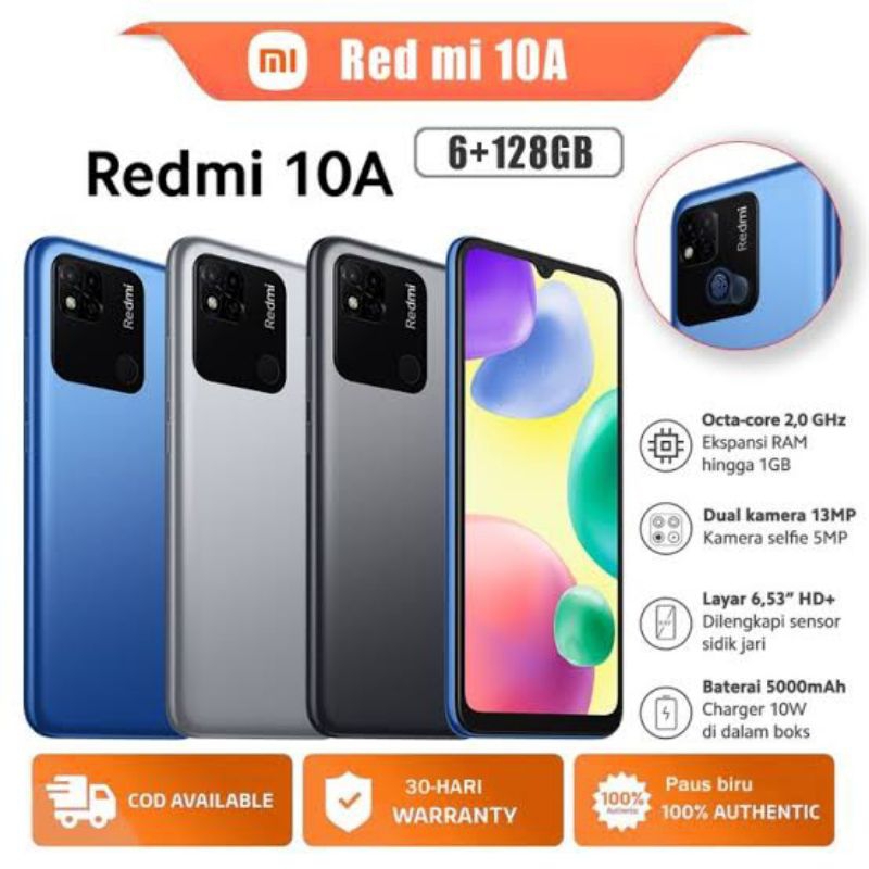 Xiaomi Redmi 10A Ram 6GB Internal 128GB Garansi 1 Tahun
