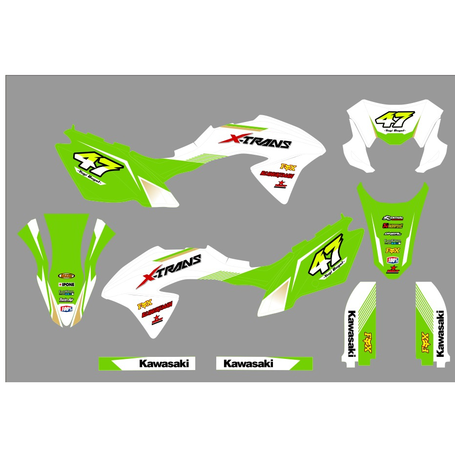 Decal sticker klx 150 bf Warna Hijau Cerah Putih full body keren