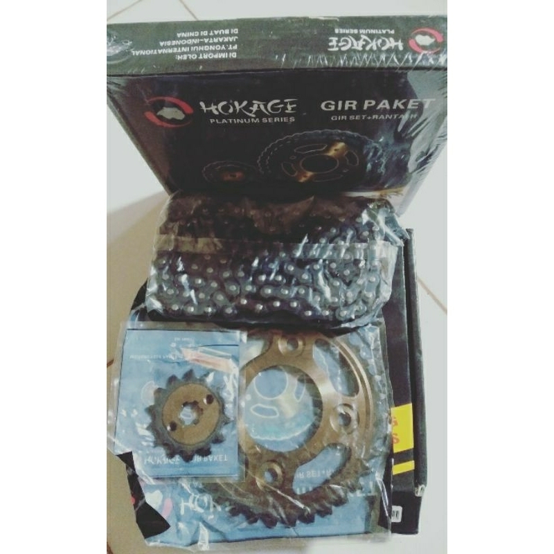 Gir rantai paket gear set rantai HOKAGE, IPK, HIMURA, HASHIRU platinum gold supra fit new, jupiter Z