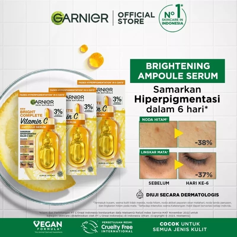 Garnier vitamin c ampoule serum 3% vitamin c+niacinamide 1,5ml