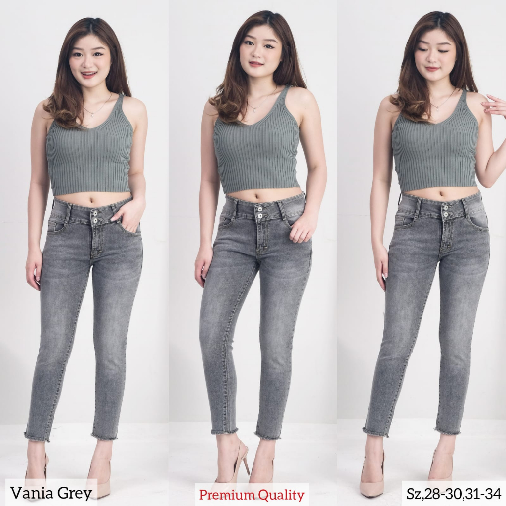 CELANA JEANS WANITA HIGHWAIST VANIA K2 GREY / HW VANIA GREY