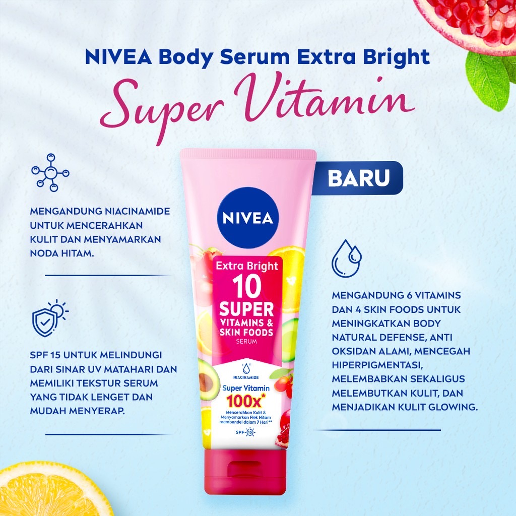 Nivea EXtra Bright VITAMIN Skin Food Body Serum 180ml
