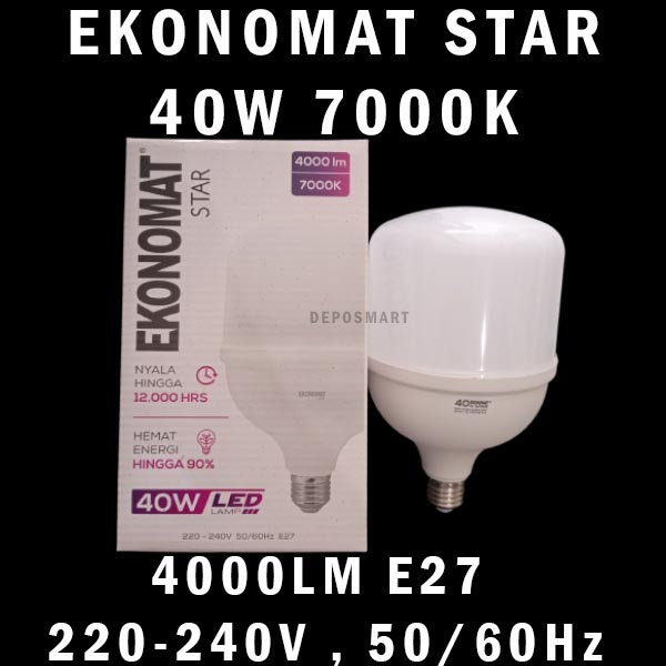 LAMPU LED EKONOMAT STAR 40W 7000K 4000LM E27 PUTIH/ LAMPU TERANG/ LAMP