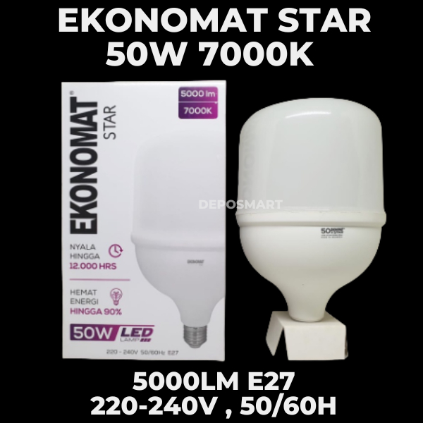 LAMPU LED EKONOMAT STAR 50W 7000K 5000LM E27 PUTIH/ LAMPU TERANG/ LAMP