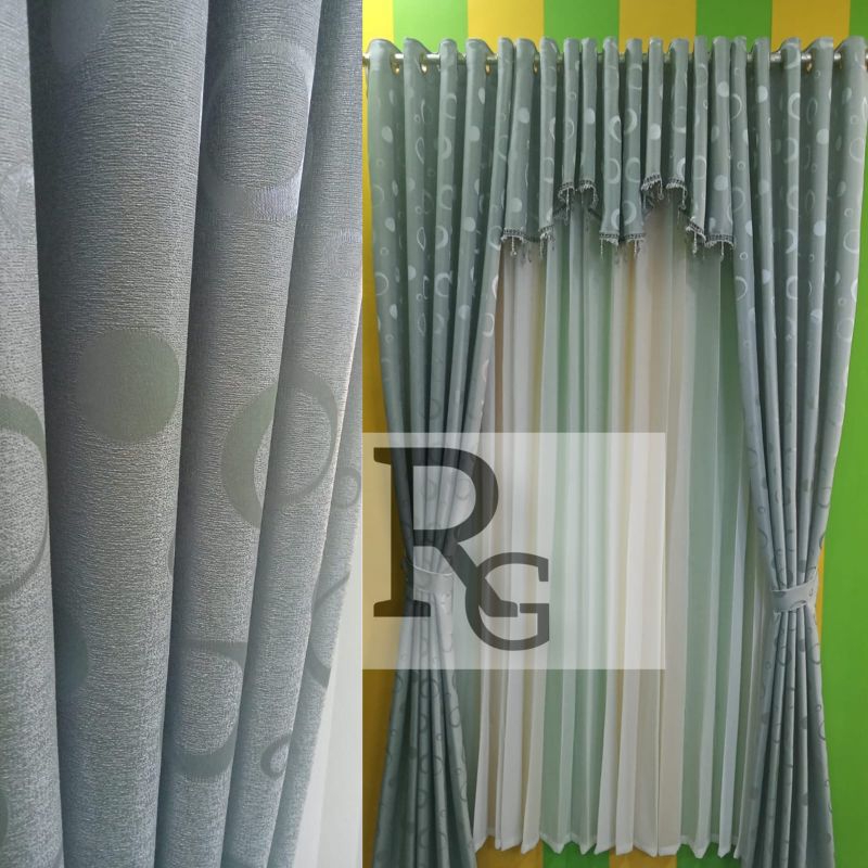 Gorden jendela dan pintu 1 Set lengkap dengan Poni Rumbai Model Smokring