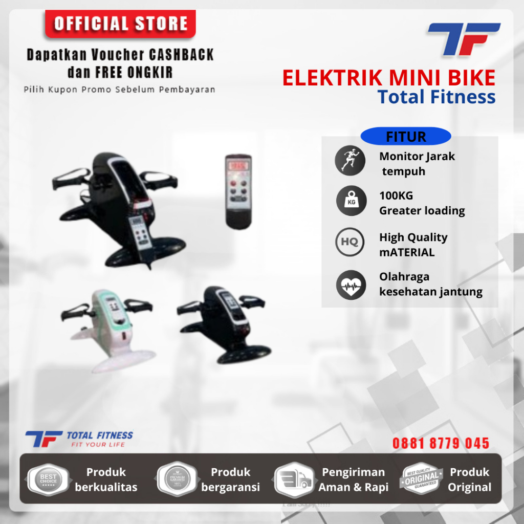 Alat fitness terapi Elektrik Mini Bike