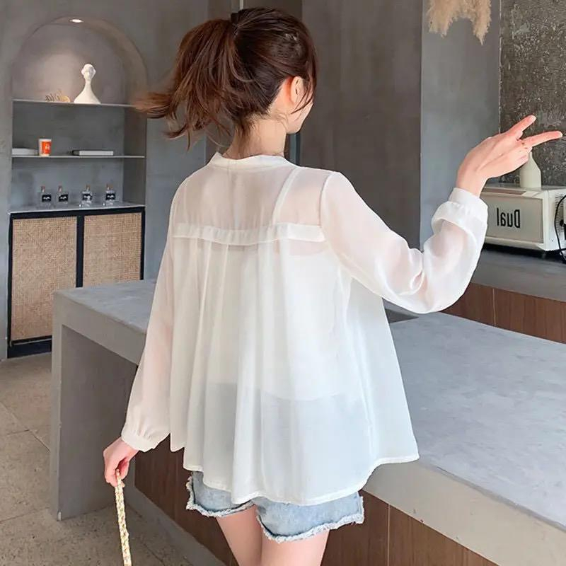 Outer transparan korea style / cardigan kasual wanita /outer ceruti lengan panjang