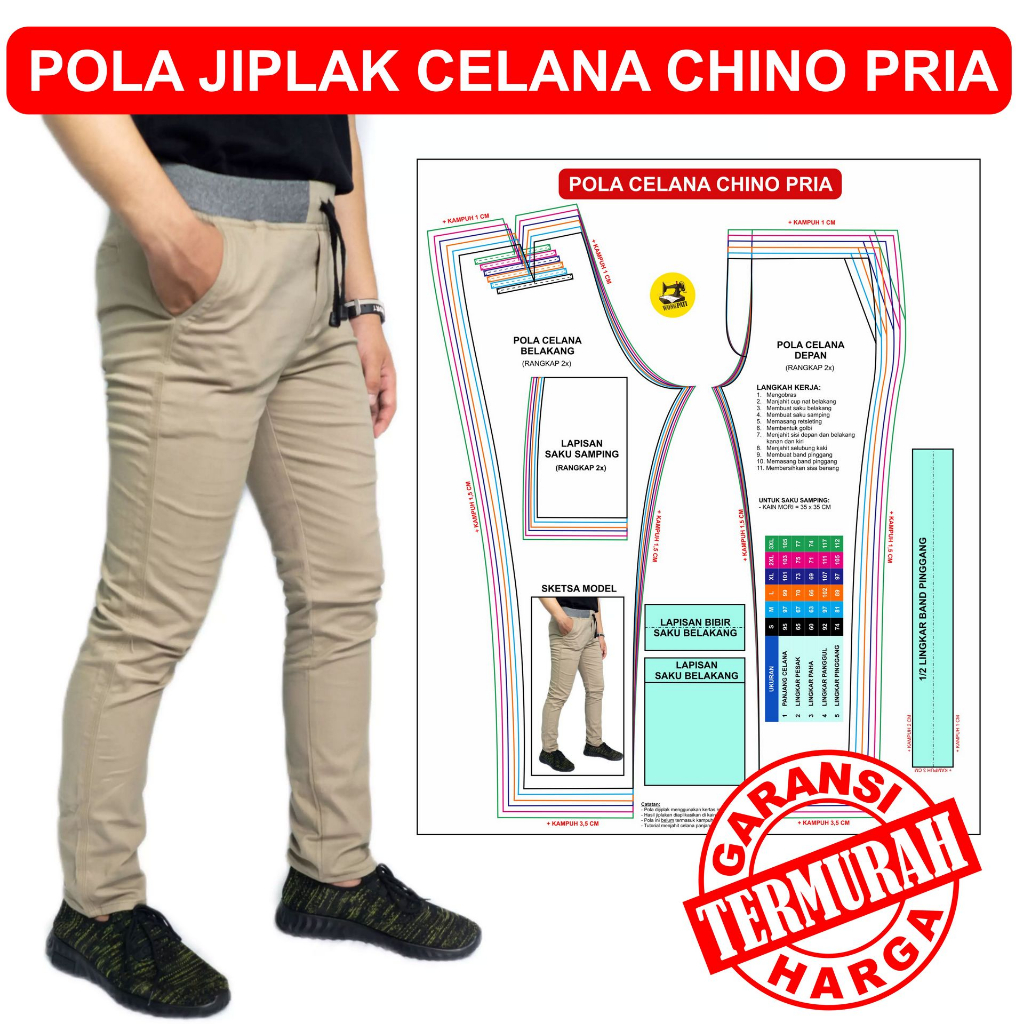 POLA JIPLAK CELANA CHINO PRIA