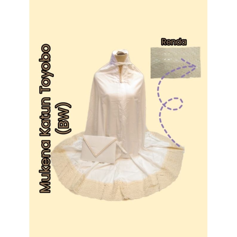 Mukena Katun Toyobo, mukena putih halus, mukena polos putih, mukena putih dewasa, mukena putih murah