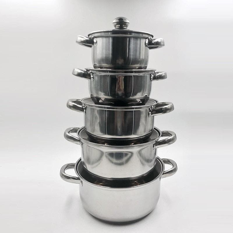 10 Pcs Panci Set Dengan Tutup Bistro Stainless Cookware Set