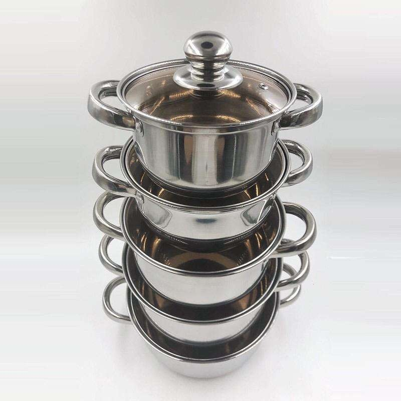 6 Pcs Panci Set Dengan Tutup Bistro Stainless Cookware Set