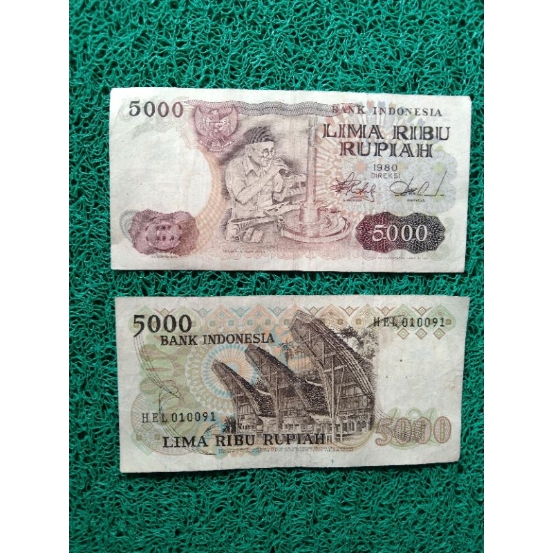 Uang/Kuno/Indonesia/Pecahan/5000/Asah/Intan/Tahun/1980/Mahar/Nikah/Pajangan/Koleksi.