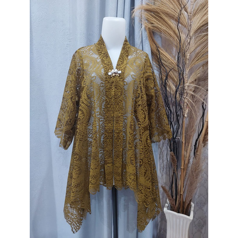 Kebaya Kartini Panjang Kanan Kiri warna Eek kuda