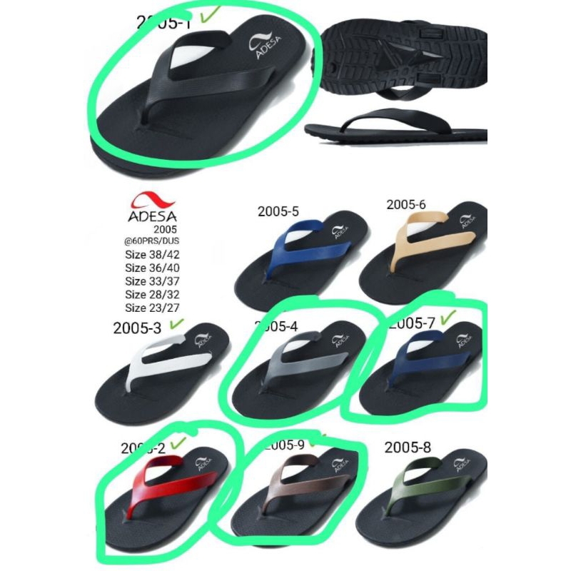 Sandal Pria Jepit Adesa Karet Hitam