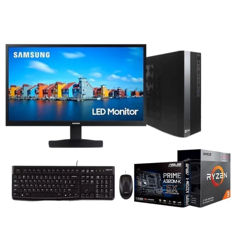Paket PC Komputer Asus AMD RYZEN 3 3200G 4GB DDR4 256 Gb SSD LED 19" Samsung