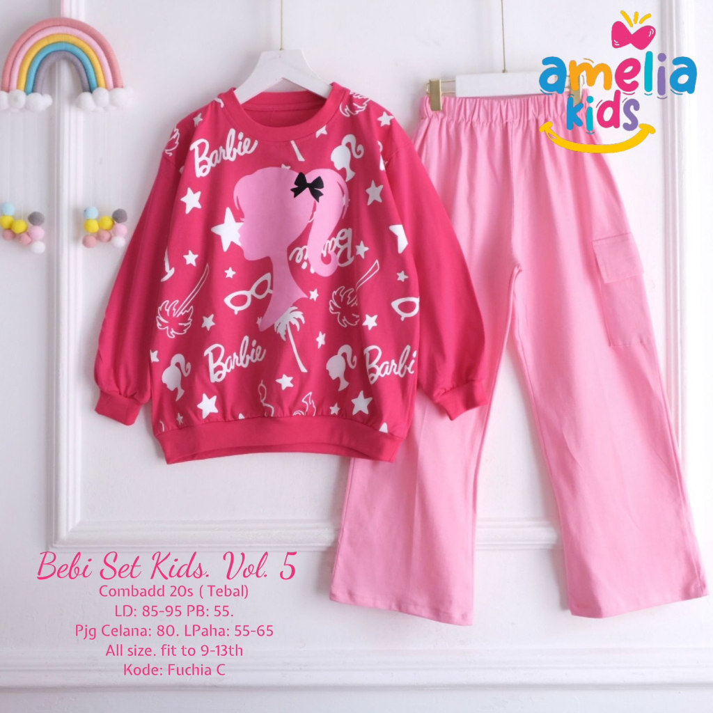 BEBI SET KIDS VOL 5 ORIGINAL BY AMELIA KIDS SETELAN BAJU ANAK PEREMPUAN USIA 9-13 TAHUN ONESET BARBI