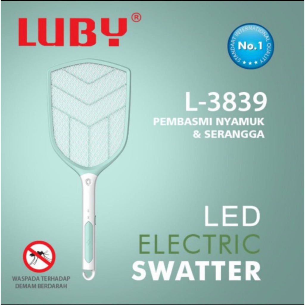 Promo 7.7 RAKET NYAMUK CHARGE LISTRIK MERK LUBY L-3839 BATERE LITHIUM SUPER JUMBO SIZE