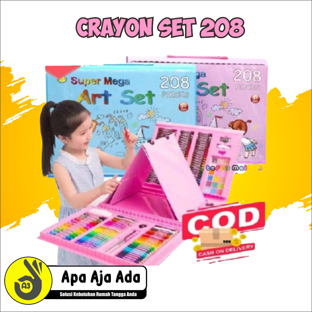 

Crayon Set MURAH dan lengkap isi 208 pcs disertai canvas dan Juga papan untuk menggambar pensin warna dan crayon murah atiga official