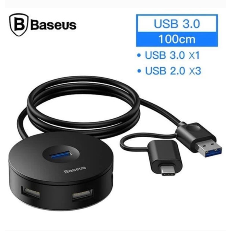Baseus Round box  hub adapter type c + usb A to usb 3.0 + usb 2.0 x 3
