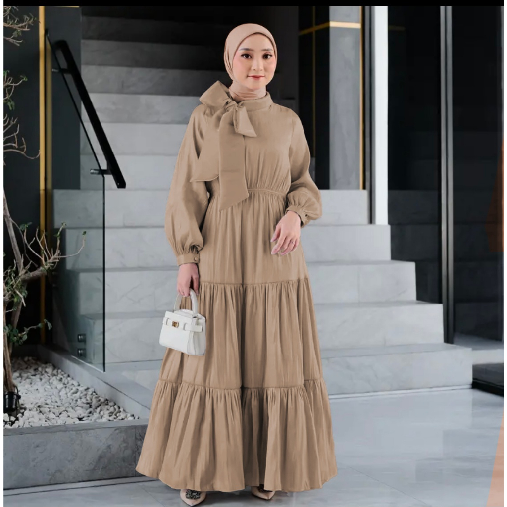 Maxi Dres Larina Mocca Gamis Pesta Terbaru Gamis MOdel Undak Rok Payung