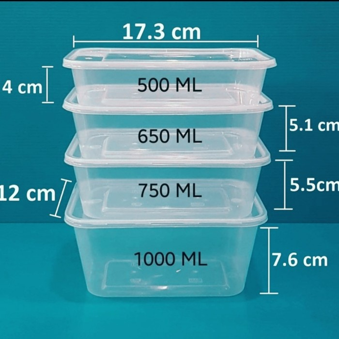 Thinwall Rectangle / Kotak Makanan Plastik ThinWall DM 500ml 750ml 1000ml ECER