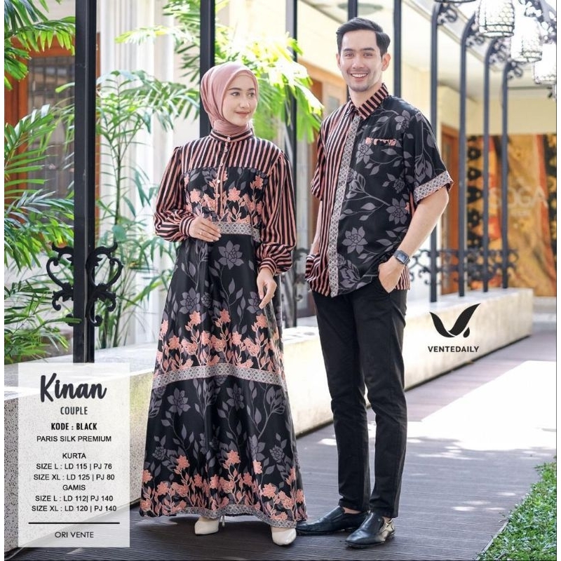 Kinan Couple Ori by Ventedaily | Couple Syari Lebaran Kondangan - Seragam Sarimbit Keluarga Silk - C