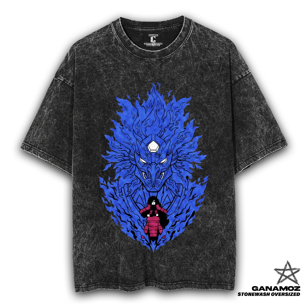 GANAMOZ Kaos Anime Naruto MADARA SUSANOO Stone Wash Oversize T-shirt | Kaos Oversize Wanita | Kaos O