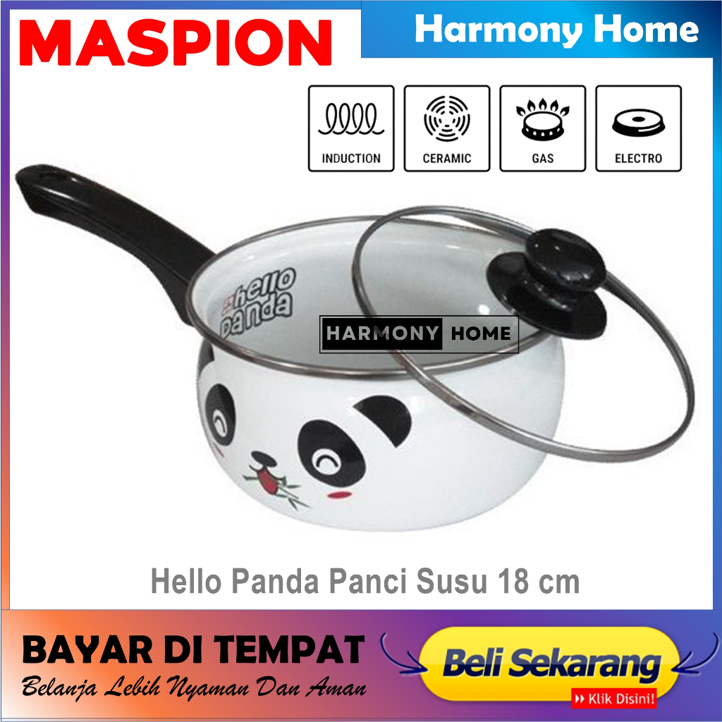 MASPION PANCI SAUCEPAN HELLO PANDA 18 CM - PANCI KESEHATAN ENAMEL HELLO PANDA