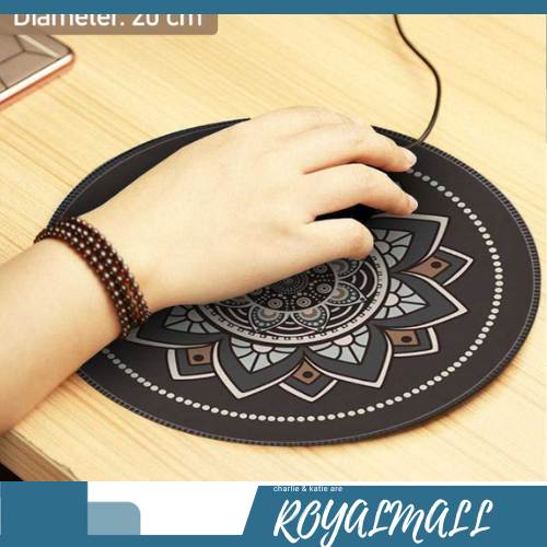 Mouse Pad Bulat Anti Slip Vintage Bohemian 20 cm / Alas Tatakan Mouse Pad Laptop Leptop Notebook Net