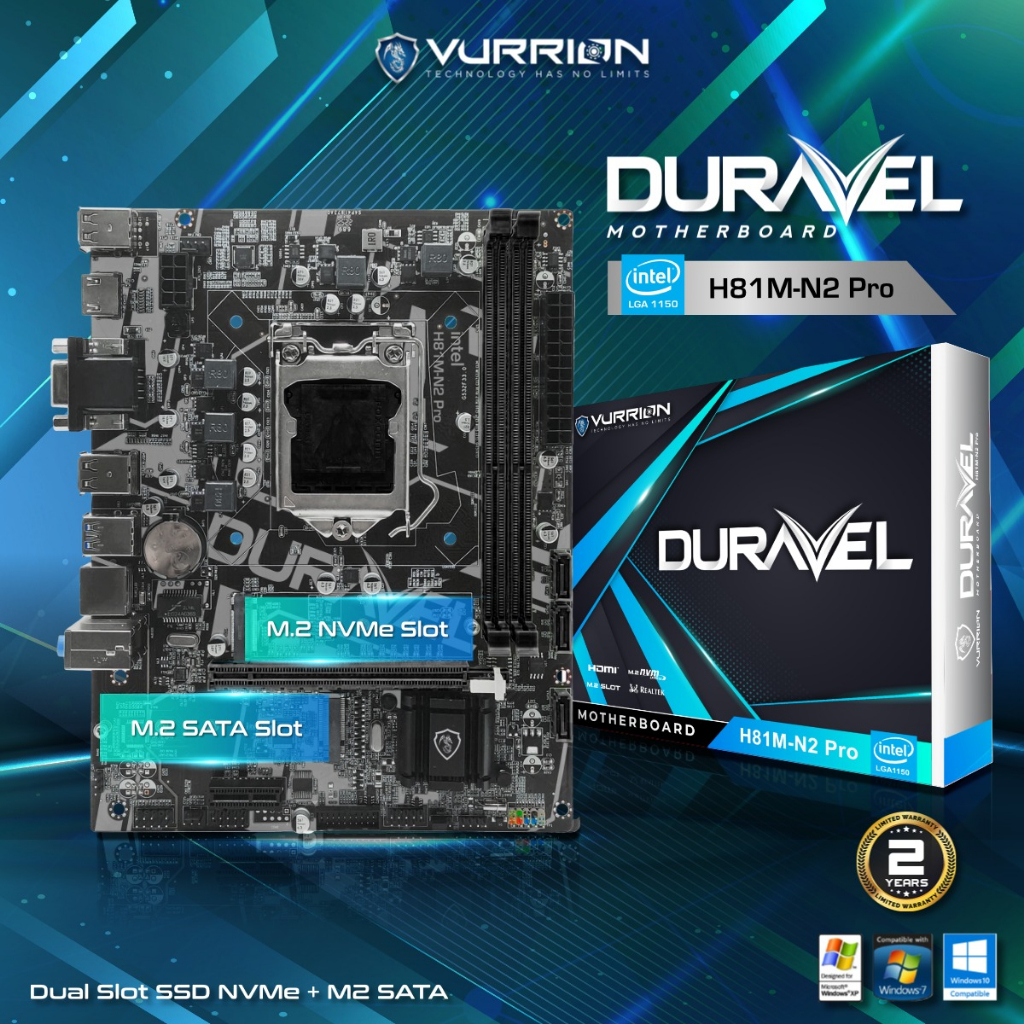 MOBO VURRION DURAVEL H81 DUAL DISPLAY MONITOR DAN DUAL SLOT SSD