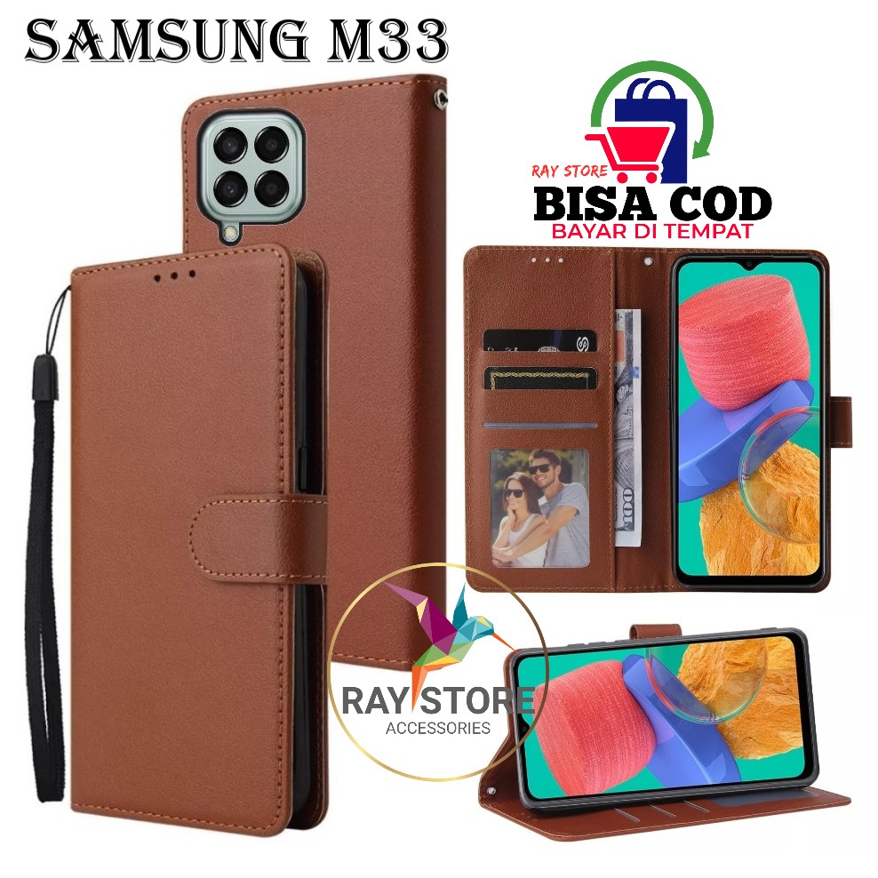 SAMSUNG M33 5G FLIP LEATHER CASE PREMIUM-FLIP WALLET CASE UNTUK SAMSUNG M33 5G