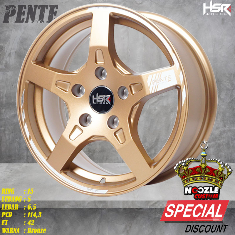 Velg Mobil HSR Ring 15 Lubang 5 Pelek Mobil Palang 5 Type HSR PENTE Promo