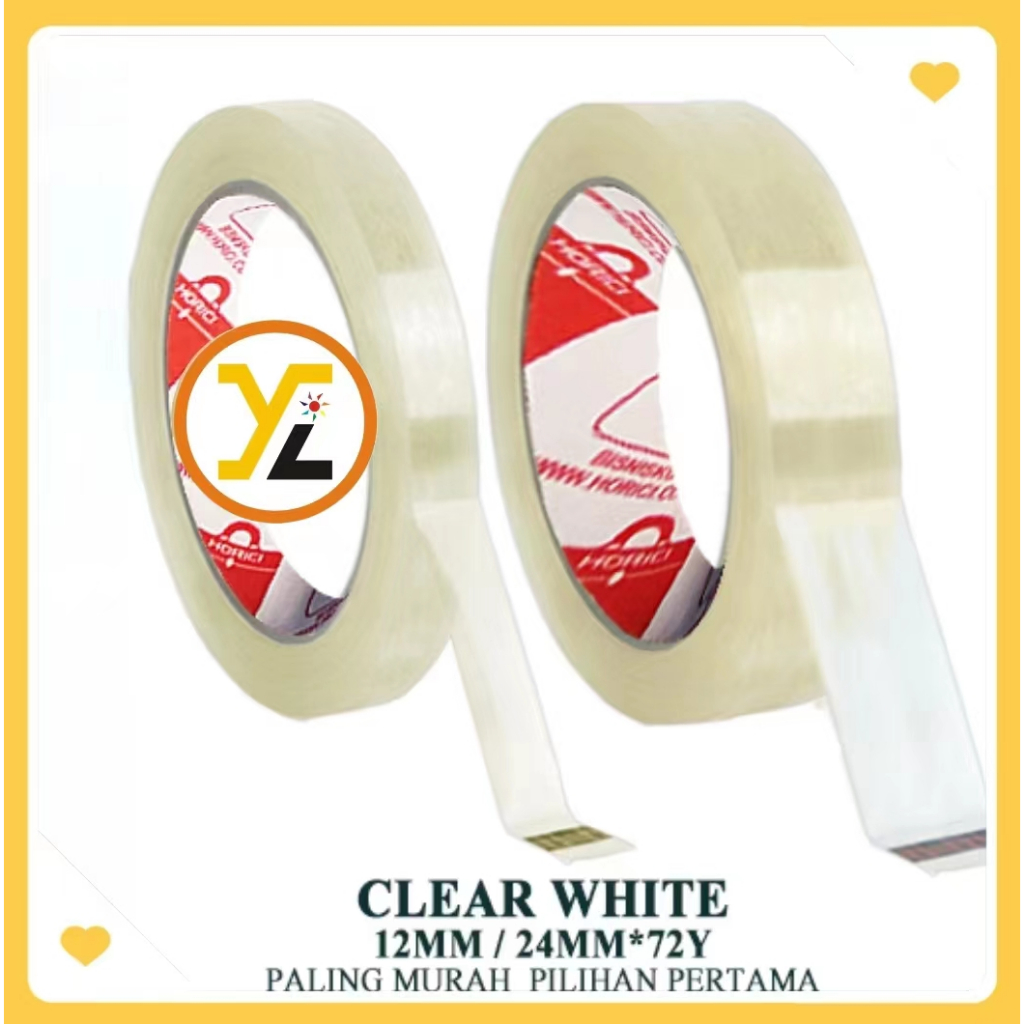 

MEREK HORICI ASLI 12mm*72yard dan 24mm*72yard Lakban / Solatip super clear Isolasi atk super clear transparan