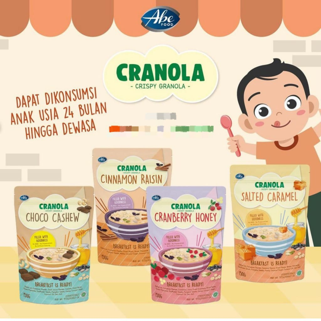 

ABE FOOD CRANOLA CRISPY GRANOLA 150gram MAKANAN ANAK GRANOLA KIDU BABY