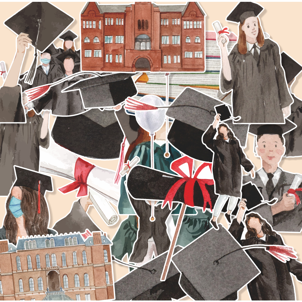 

(20 pcs) stiker GRADUATION-watercolor/stiker kartun lucu/random/murah/stiker satuan/murah/random/stiker satuan