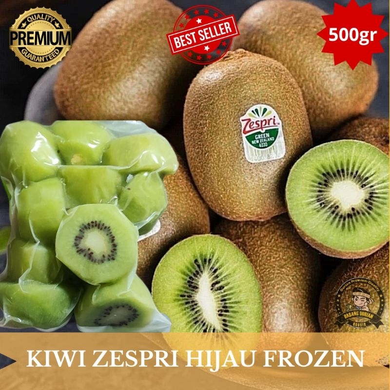 

KIWI ZESPRI HIJAU PREMIUM FROZEN 500GR KEMASAN VACUM HIGENIS PACK KAYA AKAN VITAMIN